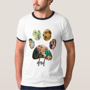 Fathers Day Dog Dad   5 Paw Print Photo Collage T-Shirt