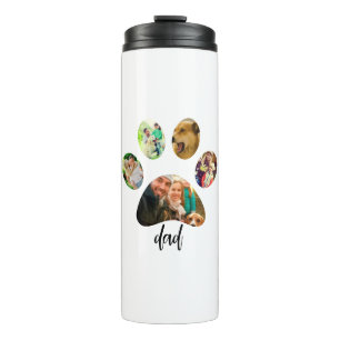Fathers Day Dog Dad   5 Paw Print Photo Collage Thermal Tumbler