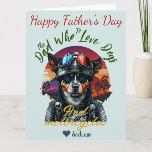 fathers day, dog dad, motorcycles, simple modern card
