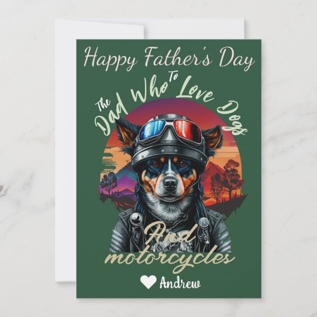 father's day, dog dad, motorcycles, simple modern holiday card (Front)