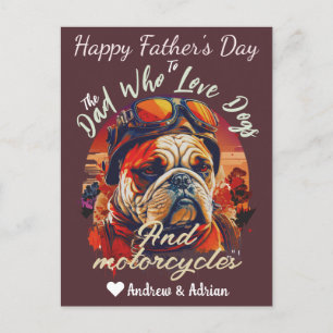 father's day, dog dad, motorcycles, simple modern holiday postcard