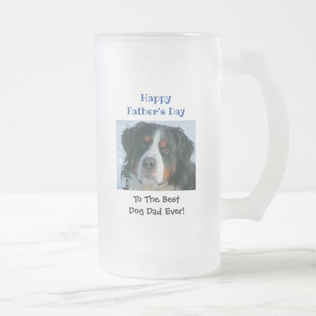Fathers Day Dog Dad Worlds Best Ever Pet Photo Frosted Glass Beer Mug (Right)