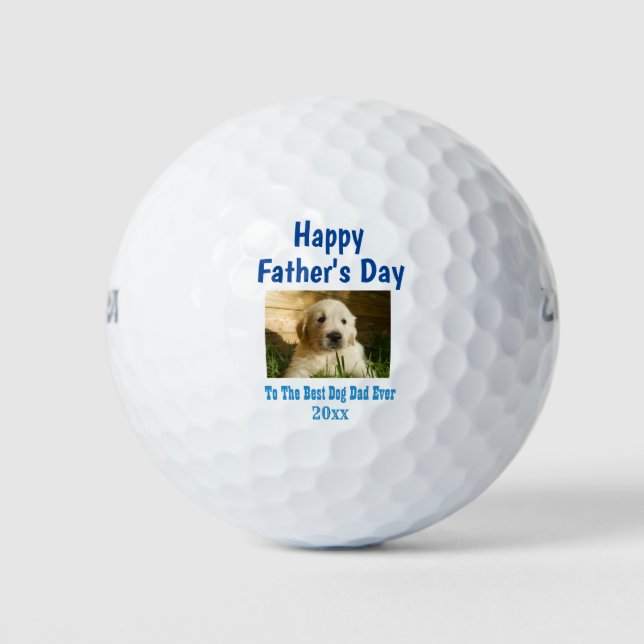 Father's Day Dog Dad World's Best Ever Pet Photo Golf Balls (Front)