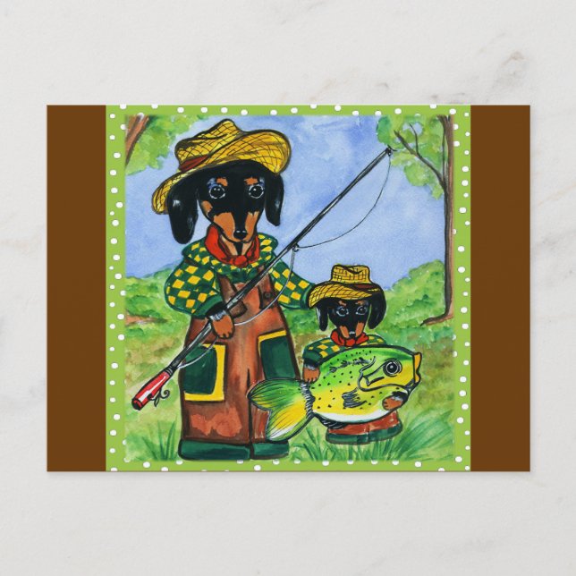 Fathers Day Doxies Postcard (Front)