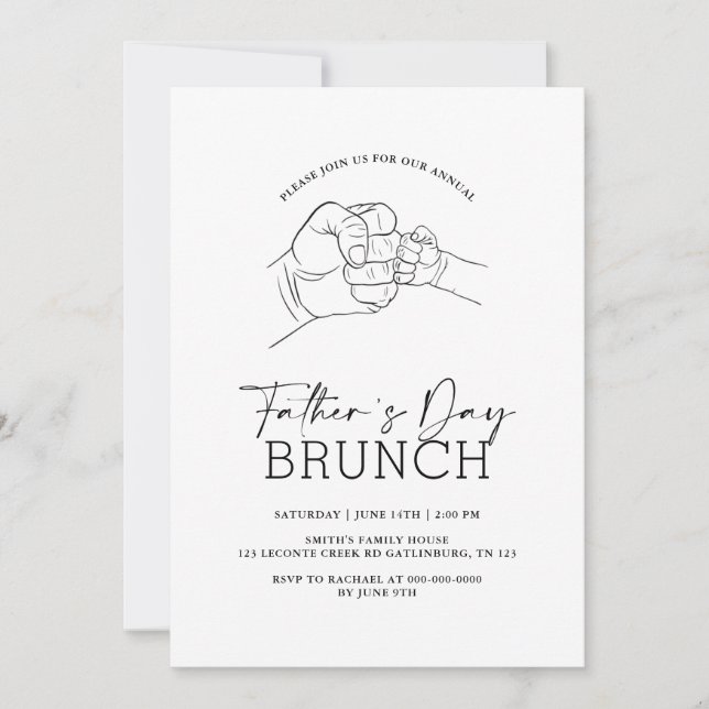 Fathers Day Elegant Rustic Brunch Invitation (Front)