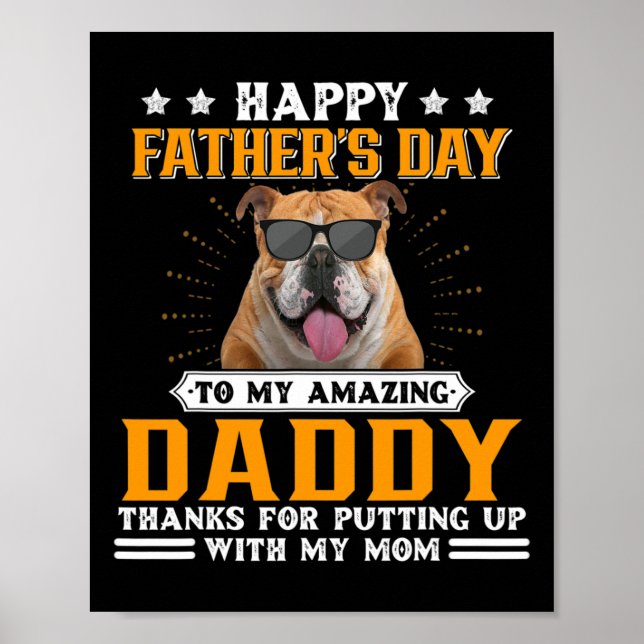 Father's Day English Bulldog Dog Dad Gifts For Men Poster (Front)