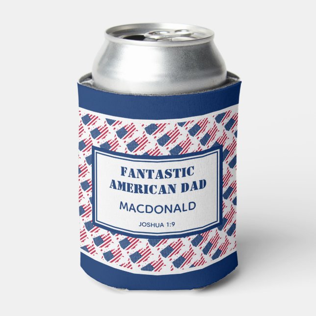 Father's Day FANTASTIC AMERICAN DAD Personalised Can Cooler (Can Front)