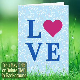 Father's Day Father Birthday LOVE DAD Elegant Blue Card