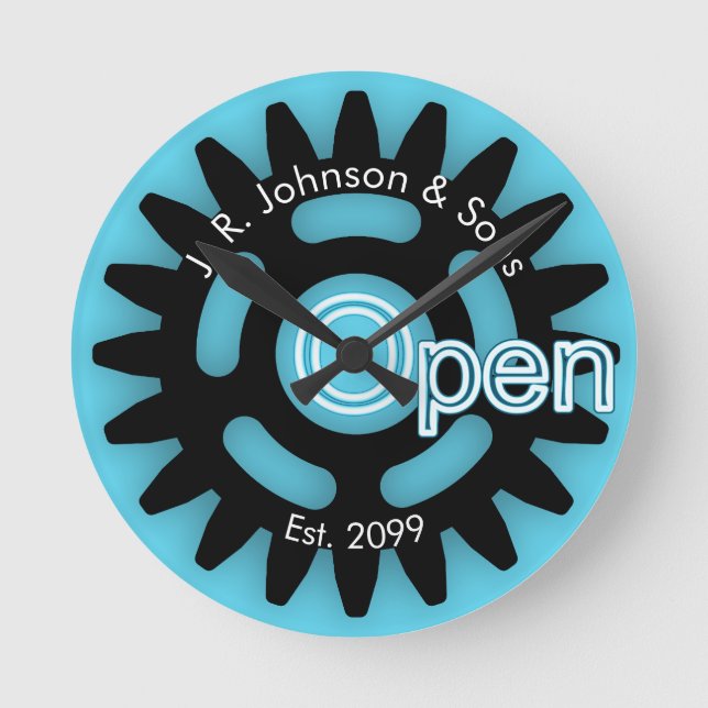 Father's Day Father & Sons Mechanics Open Est.  Round Clock (Front)