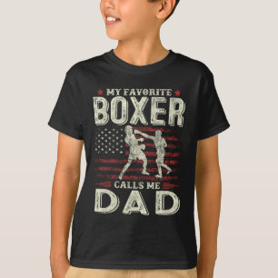 Father's Day Favourite Boxer Calls Me Dad Us Flag T-Shirt