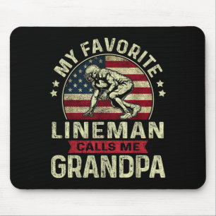 Fathers Day Favourite Lineman Calls Grandpa Flag Mouse Mat