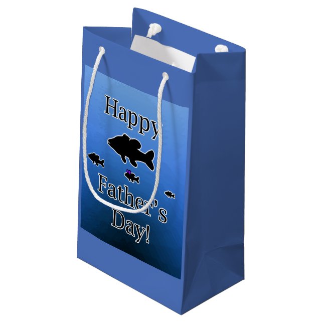 Father's Day Fish Small Gift Bag (Back Angled)