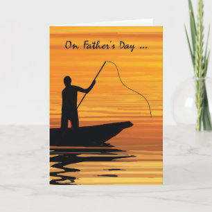 Fathers Day Fishing at Sunset in Boat Card