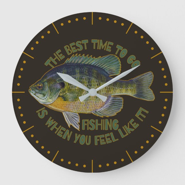 Father's Day Fishing Blue Gill Quote Large Clock (Front)