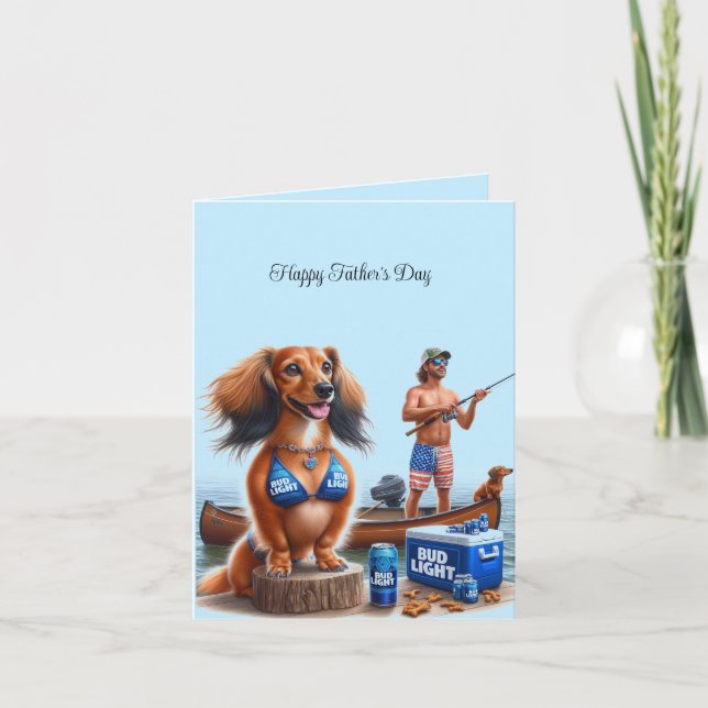 Father's Day Fishing Dachshund Card (Front)