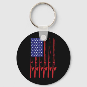 Fathers Day Fishing Flag Fishing Key Ring