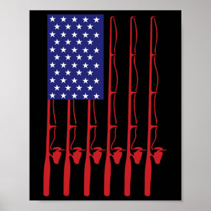 Fathers Day Fishing Flag Fishing Poster