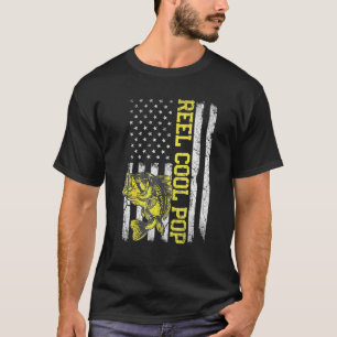 Father's Day Fishing Reel Cool Pop American Flag D T-Shirt