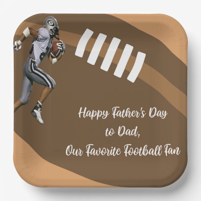 Fathers Day Football Fan Paper Plate (Front)