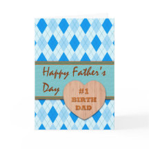 Father's Day for Birth Dad, Wood Heart, Argyle