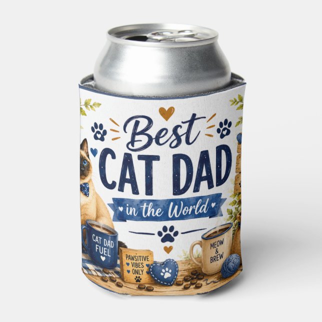 Father's Day for Cat Dad Cat Lovers Can Cooler (Can Front)