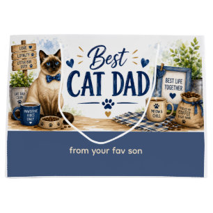 Father's Day for Cat Dad Cat Lovers Large Gift Bag