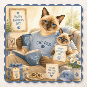 Father's Day for Cat Dad Cat Lovers Paper Coaster
