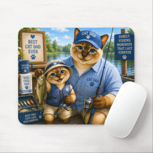 Father's Day for Cat Dad Fishing Lovers Mouse Mat