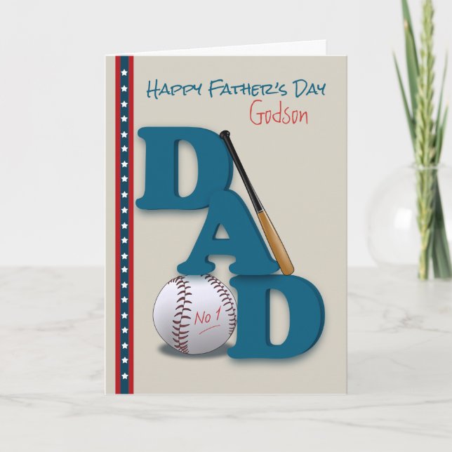 Father's Day for Godson Baseball Theme No.1 Dad Card (Front)