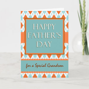 Father's Day for Grandson, Diamond Argyle Design Card