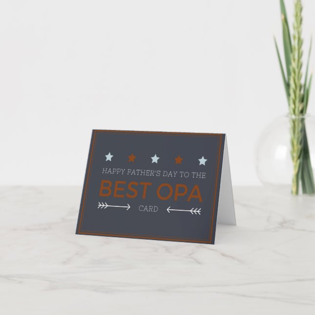 Father's Day For Opa Wood Heart Argyle  Card (Front)