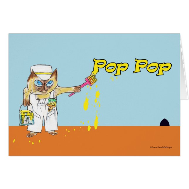 Father's Day for Pop Pop, Cat Painting Wall (Front Horizontal)