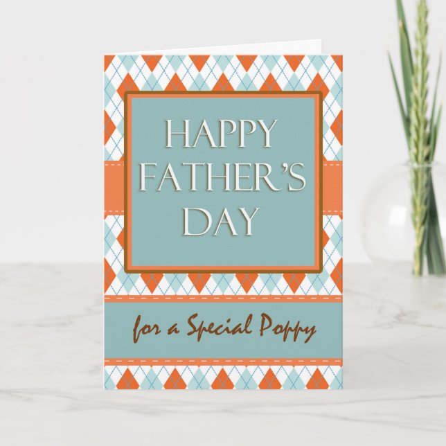 Father's Day for Poppy, Argyle Design Card (Front)