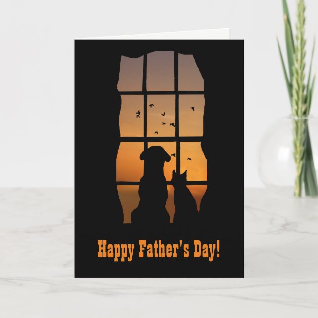 Father's Day from Cat and Dog Cute Pet Fathers Day Card (Front)