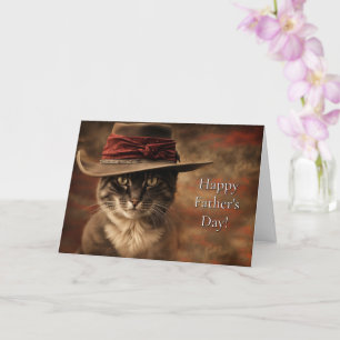 Fathers Day from Cat Funny and Cute Country Wester Card