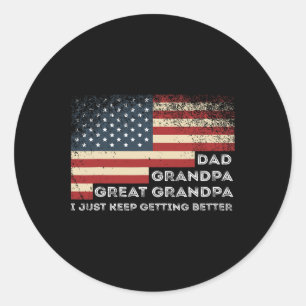 Fathers Day From Grandkids Dad Grandpa Great Grand Classic Round Sticker