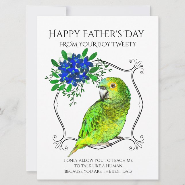Father's Day From The Parrot Bird On White Holiday (Front)