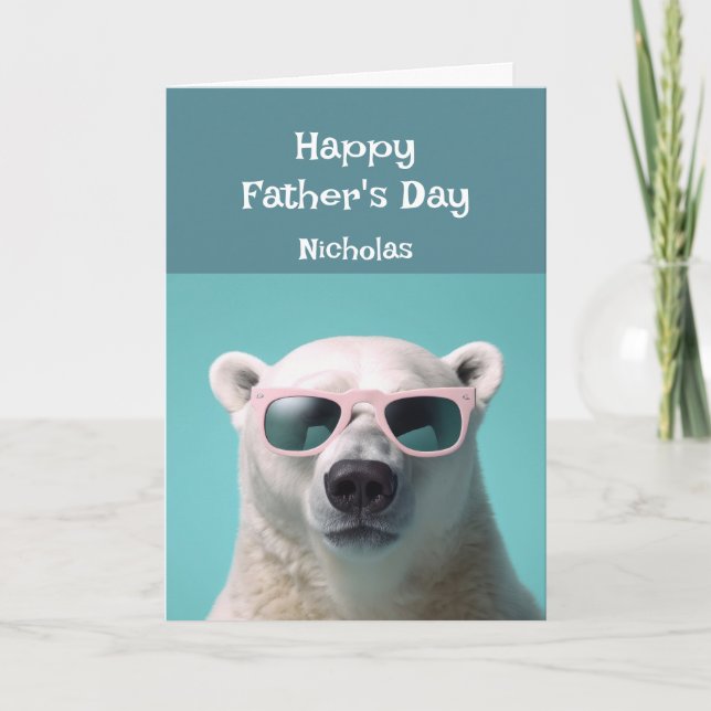 Father's Day Fun Super Cool Papa Bear Animal Card (Front)