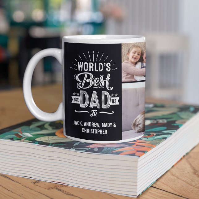 Father's Day Fun World's Best Dad Kids Name Photos Coffee Mug (Creator Uploaded)
