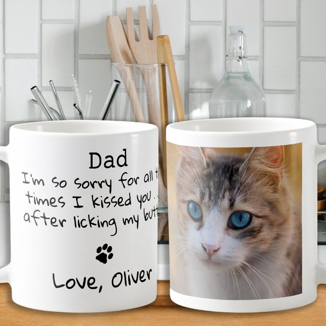 Father's Day - Funny Cat Dad Custom Pet Photo Coffee Mug (Creator Uploaded)