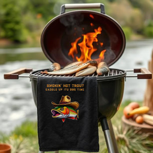 Fathers Day Funny Fish wearing a Cowboy Hat  Tea Towel
