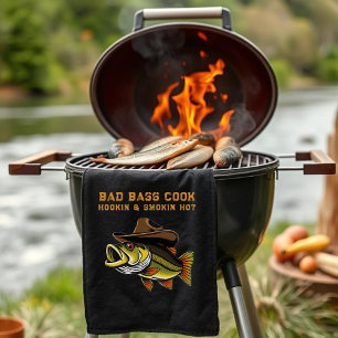 Fathers Day Funny Fish wearing a Cowboy Hat Tea Towel