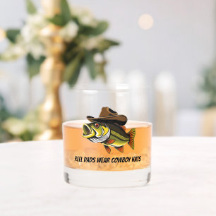 Fathers Day Funny Fish Wearing a Cowboy Hat Whiskey Glass