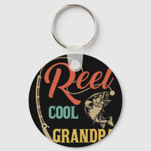 Fathers Day Funny Fisherman Reel Cool Grandpa Fish Key Ring