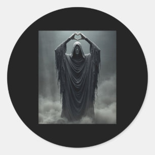 Fathers day ghost heart hands horror scary face classic round sticker