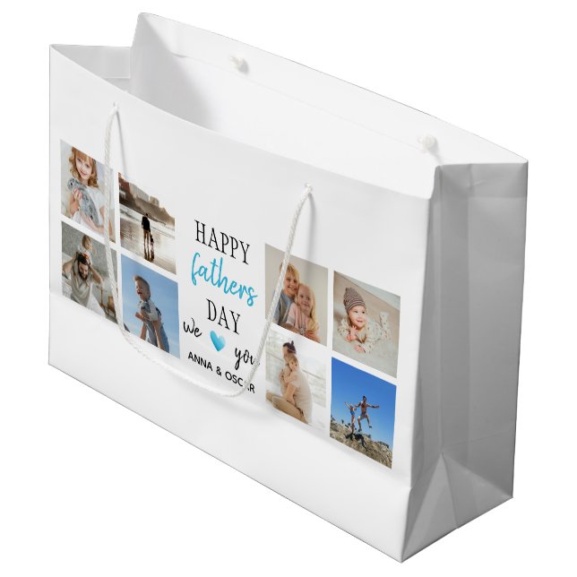 Father's Day Gift Bag | Personalised Photos (Front Angled)