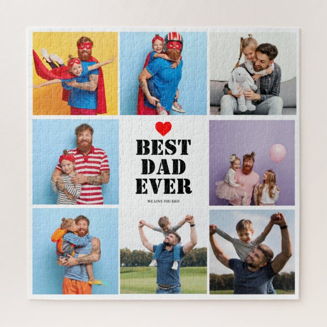 Father's day Gift  Best Dad Ever 8 Photo Collage Jigsaw Puzzle (Vertical)