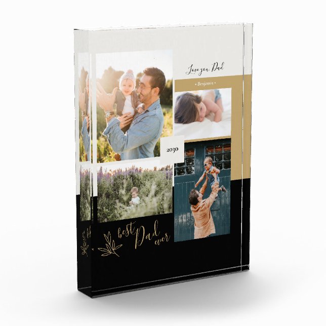 Father's day gift Best Dad Ever Photo Collage Block (Left)