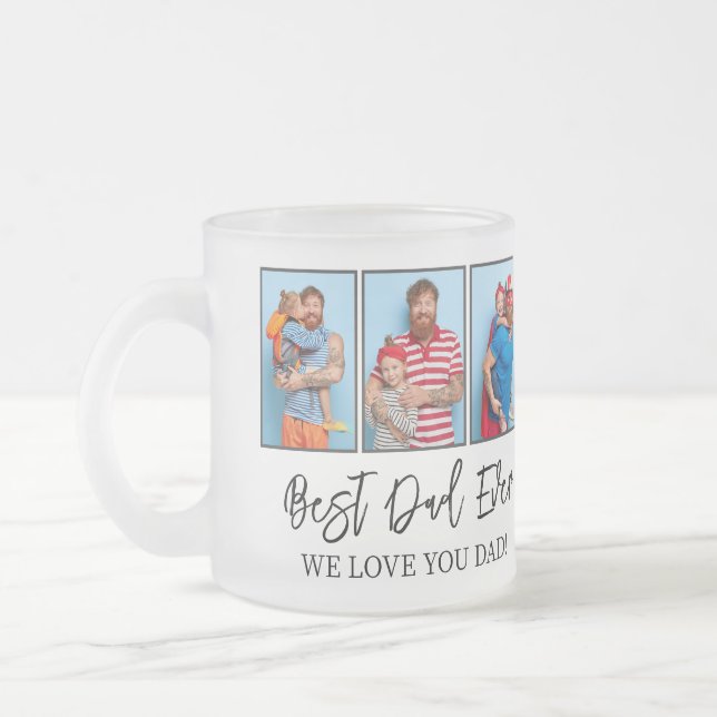 Father's day Gift Best Dad Ever Photo Collage Frosted Glass Coffee Mug (Left)