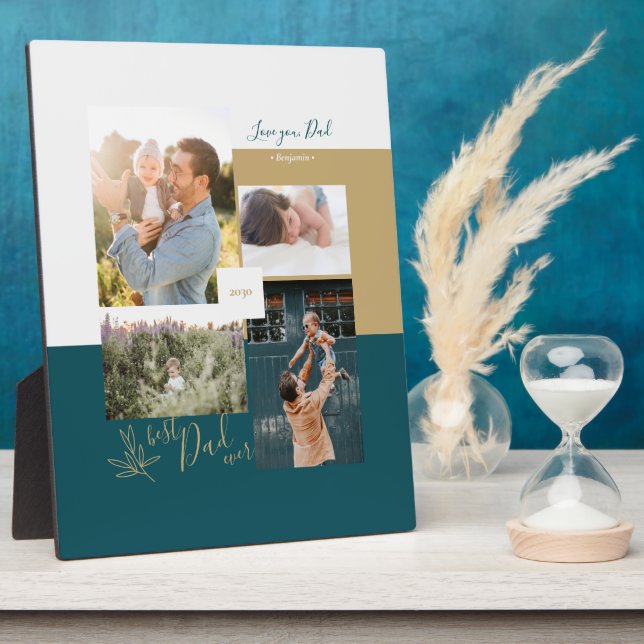 Father's day gift Best Dad Ever Photo Collage Plaq Plaque (Side)
